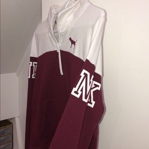 VS PINK quarter zip up fleece in white/plum color